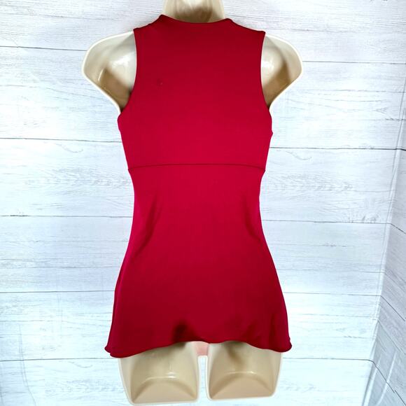 VTG Sky y2k medium women red leather belt babydoll cami whimsygoth USA romantic - Picture 2 of 8